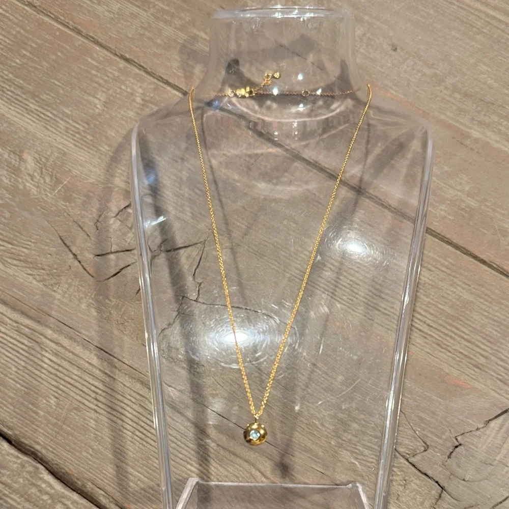 MONICA VINADER 18k Gold Vermeil Aquamarine Gemstone Necklace Pendant - Picture 3 of 7